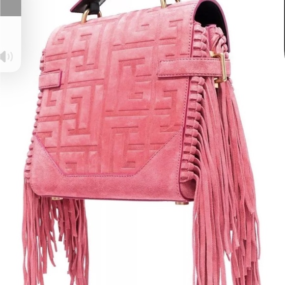 Balmain B Buzz 23 Pink Suede Women's Bag - Picture 3 of 9